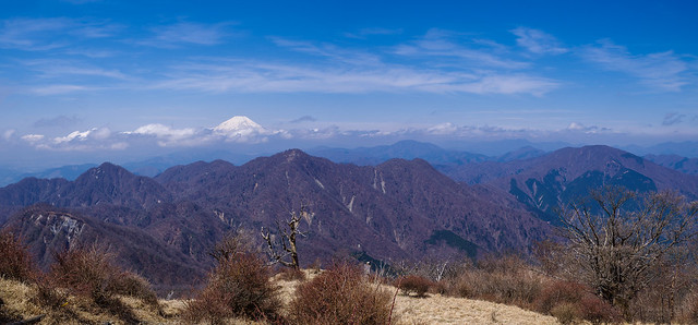 左より同角ノ頭、檜洞丸、熊笹ノ峰、大室山