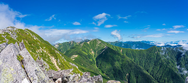 常念岳、大天井岳、燕岳、後立山の山々@前常念岳