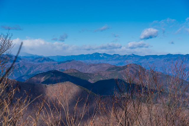 奥秩父主脈の手前に鶏冠山・大マテイ・奈良倉山@権現山