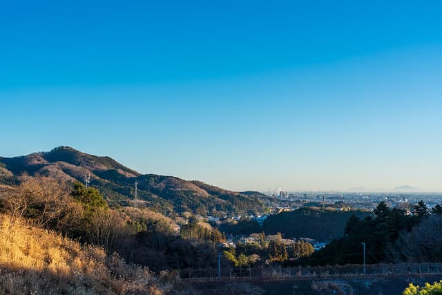 日和田山と遥か筑波山