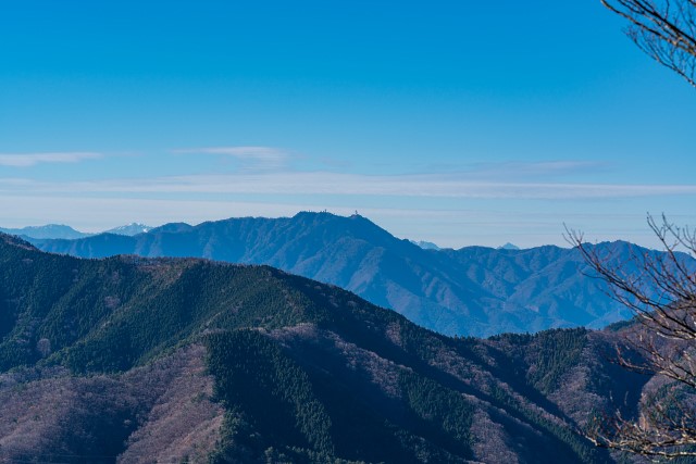 三ツ峠山の左右に南アルプス@鳥ノ胸山