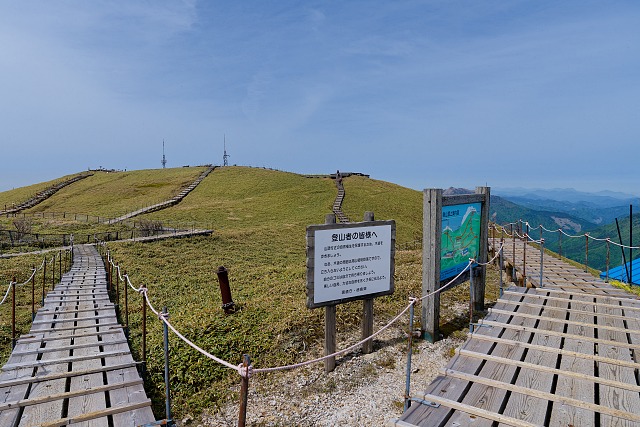 笹に覆われた剣山の広い山頂帯