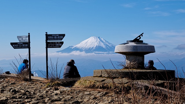 塔ノ岳山頂と富士山
