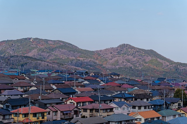 我街越しに高指山・日和田山